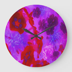 Hübsche Lila und Red Garden Phlox Blume Große Wanduhr