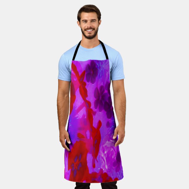 Hübsche Lila und Red Garden Phlox Blume Schürze (Getragen)