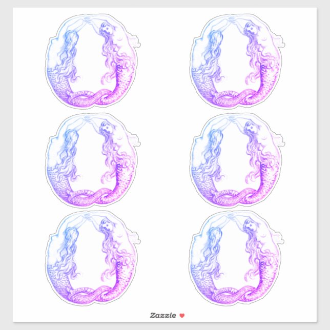 Hübsche Lila Vintage Mermaids Nautical Aufkleber (Blatt)