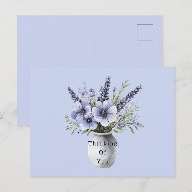 Hübsche lila violette Blumen Vase   Postkarte (Vorne/Hinten)