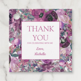 Hübsche Lila Wasserfarbe Blumengeburt Danke Geschenkanhänger