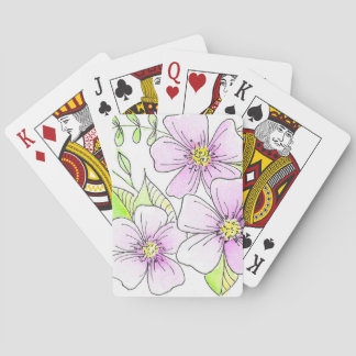 Hübsche lila Wasserfarben-Blumen Spielkarten