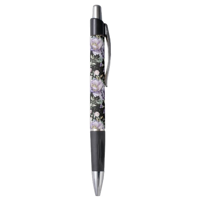 Hübsche lila weiße Blumen Kugelschreiber (Unterseite (Vertikal))
