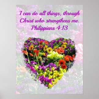HÜBSCHE LILA WILD BLUME PHILIPPIANS 4:13 VERSE POSTER