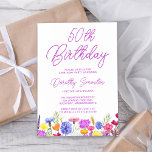 Hübsche Lila Wildblume Erwachsene 50. Geburtstag Einladung<br><div class="desc">Eine hübsche Wildblume schmückt das Ende dieser 50. Geburtstagseinladung. Lila, blaue, gelbe und orangefarbene Blume schaffen ein farbenfrohes und fröhliches Design, um diesen Meilenstein zu feiern. Moderne und einfache lila Kalligraphie verleiht ihr eine trendige Touch, um sie frisch behalten. Der offene und sorgenfreie Buchstabenfluss passt sich perfekt den Gänsen und...</div>