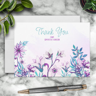Hübsche Lilac/Aquamarine Aquarellfärbung Personali Mitteilungskarte