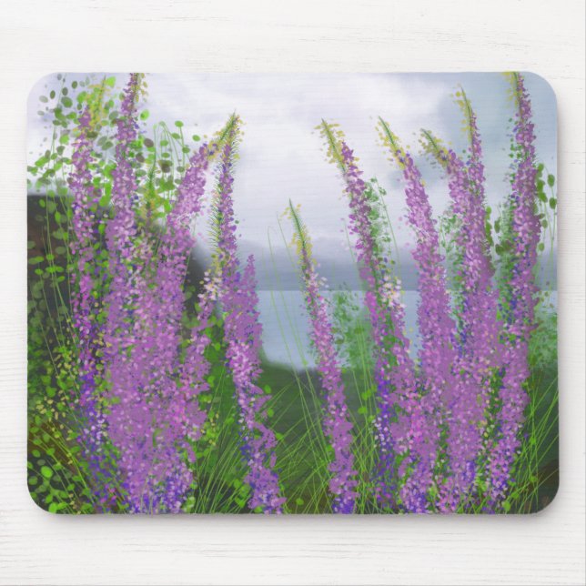 Hübsche Lupine-Blume am See Mousepad (Vorne)