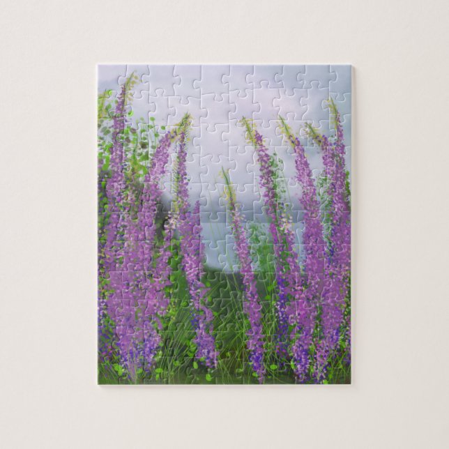 Hübsche Lupine-Blume am See Puzzle (Vertikal)