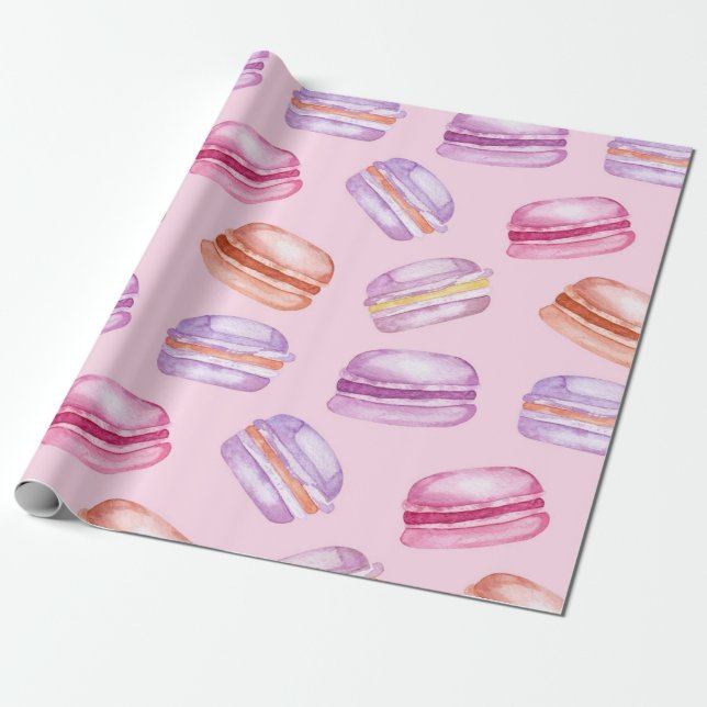 Hübsche Macarons bedrucktes Geschenkpapier (Ungerollt)