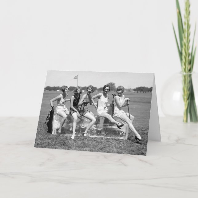 Hübsche Mädchen-Golfspieler, Zwanzigerjahre Karte (Vorderseite)