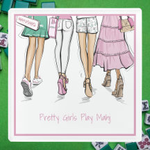 Hübsche Mädchen spielen Mahj Preppy Mahjong