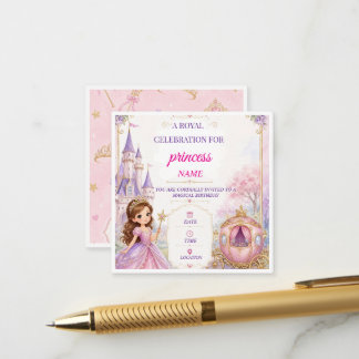 Hübsche Magische Prinzessin Mädchen 5. Geburtstags Begleitkarte
