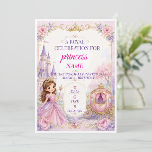 Hübsche Magische Prinzessin Mädchen 5. Geburtstags Einladung