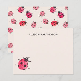 Hübsche Marienkäfer-Garten-Blush-Rosa-Dankeskarten Mitteilungskarte