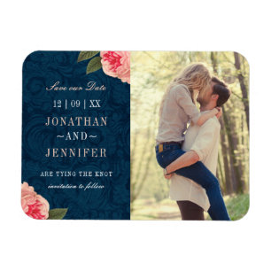 Hübsche Marine und Korallen Save the Date Postkart Magnet
