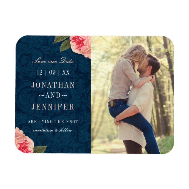 Hübsche Marine und Korallen Save the Date Postkart Magnet (Horizontal)