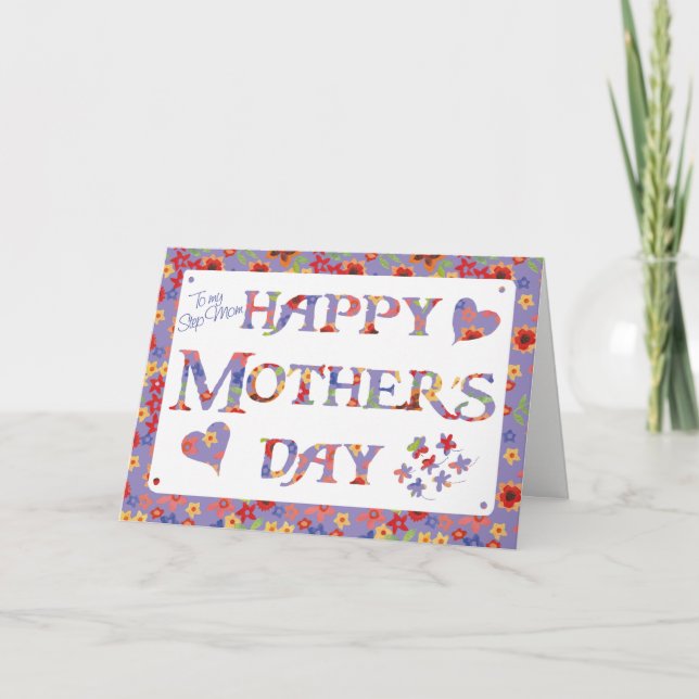 Hübsche Mauve Granny Print für Stepmutmüttertag Karte (Vorderseite)
