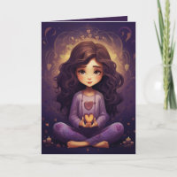 Hübsche Meditation Yoga Girl Lila Hearts Geburtsta