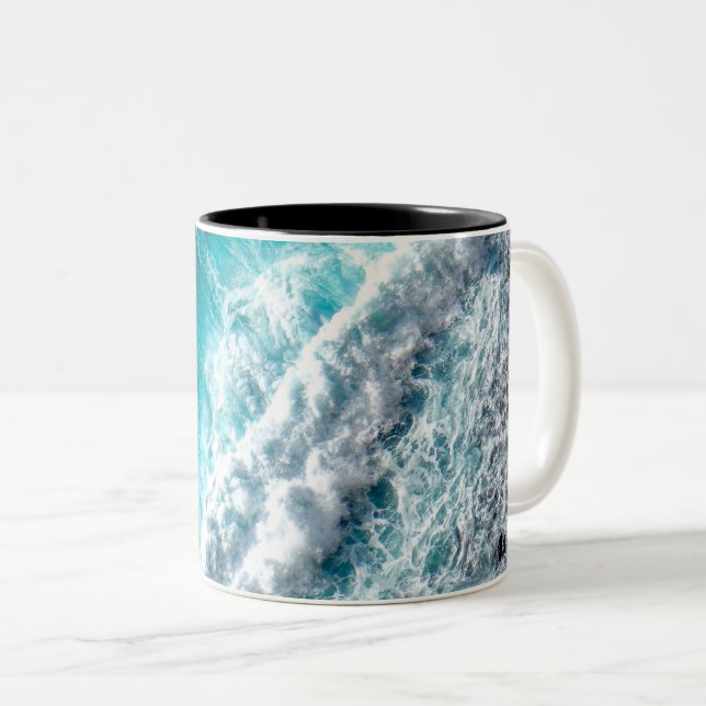 Hübsche Meereswellen | Bestes Geschenk für Naturli Zweifarbige Tasse (VorderseiteRechts)