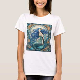 Hübsche Meerjungfrau Art Nouveau Art Deco T-Shirt