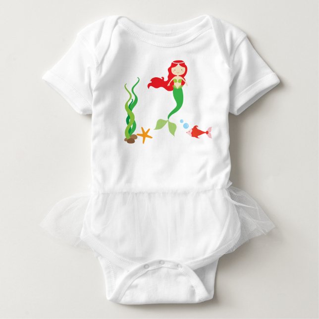 Hübsche Meerjungfrau und Baby Bodysuit Tutu Strampler (Vorderseite)
