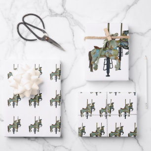 Hübsche Mergo Round Carousel Pferde Geschenkpapier Set