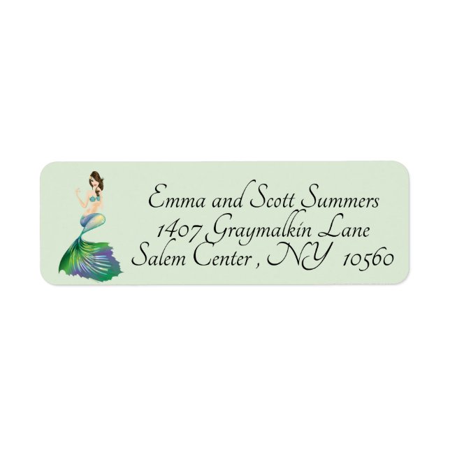 Hübsche Mermaid Address Labels Iridescent farblich (Vorne)