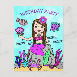 Hübsche Mermaid-Geburtstagseinladungen Postkarte