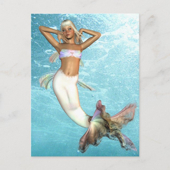 Hübsche Mermaid Postkarte (Vorderseite)