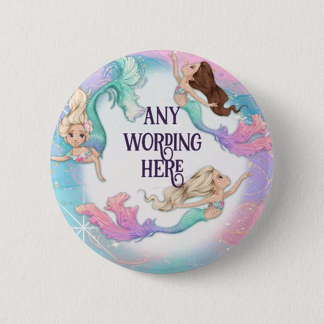 Hübsche Mermaids Stickers Button (Vorderseite)