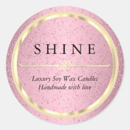 Hübsche Metallic-Gold- und Rosa-Glitzer-Etiketten Runder Aufkleber