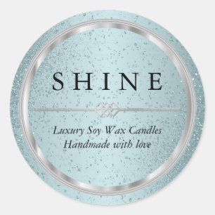 Hübsche Metallic Silver und Aqua Blue Labels Runder Aufkleber