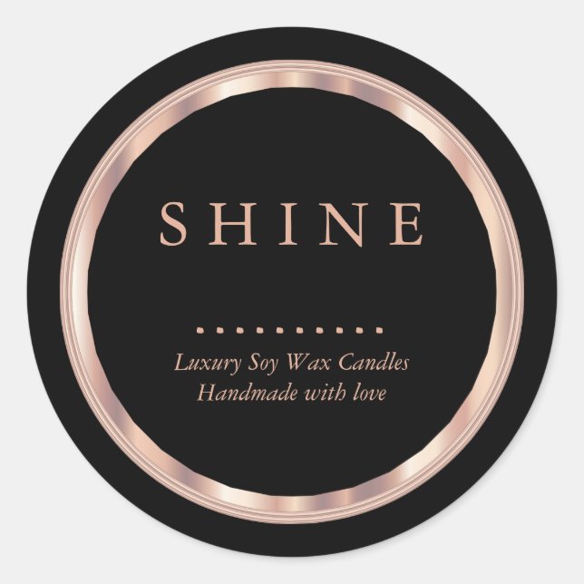 Hübsche Metallische Rose Gold- und Black-Labels Runder Aufkleber (Vorderseite)