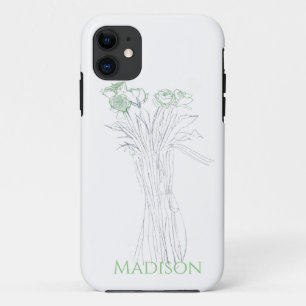 Hübsche minimale moderne Kontur der Blume für Frau Case-Mate iPhone Hülle
