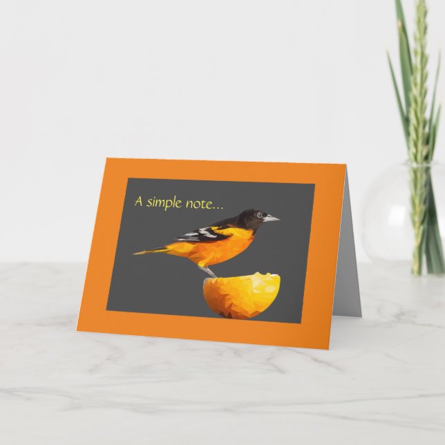 Hübsche Minimalistische Oriole Bird Grußkarte Karte (Vorderseite)