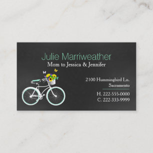 Hübsche Minze Green Bicycle Custom Mommy Card Telefonnummerkarte