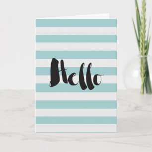 Hübsche Minze und weiße Streifen Hallo Karte