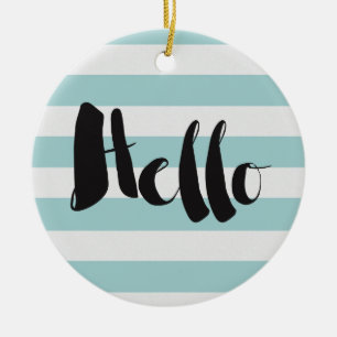 Hübsche Minze und weiße Streifen Hallo Keramikornament