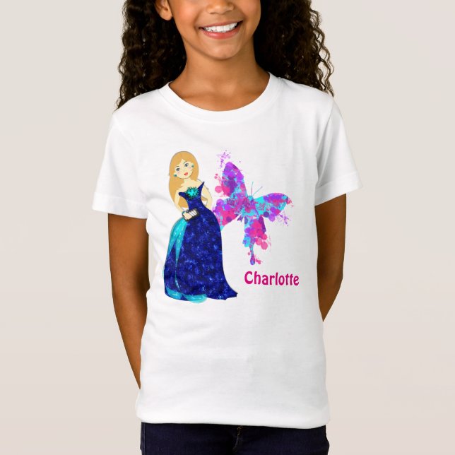 Hübsche Mode Butterfly Illustration Personalisiert T-Shirt (Vorderseite)
