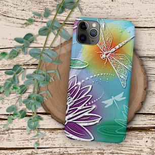 Hübsche moderne Frühlingsblumenkunst Libelle Case-Mate iPhone Hülle