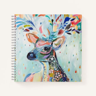 Hübsche moderne Hirsch Kunst Blumen Geweih Notizbuch
