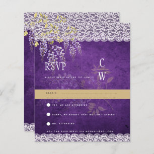 Hübsche moderne Wisteria Lace Lila Wedding RSVP