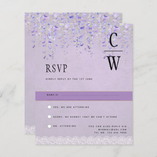 Hübsche moderne Wisteria Lace Lila Wedding RSVP