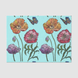 Hübsche Mohnblume Blume Aqua Pattern Wasserfarbe Seidenpapier