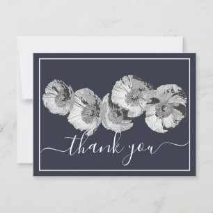 Hübsche Mohnblumen auf marineblauem Hintergrund al Postkarte