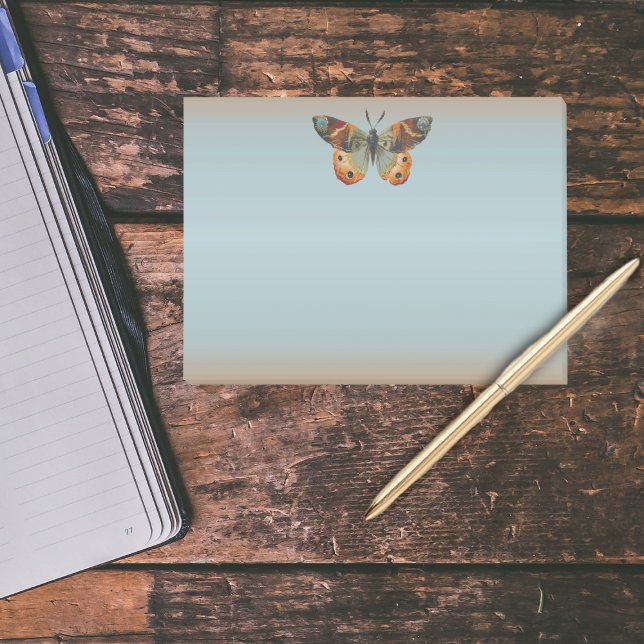 Hübsche Monarchschmetterlingsfarben Post-it Klebezettel (Orange blue monarch butterfly on blue and burnt orange post it notes.)