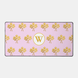 Hübsche monogrammatikalische Rosa Faux Gold Roses  Schreibtischunterlage