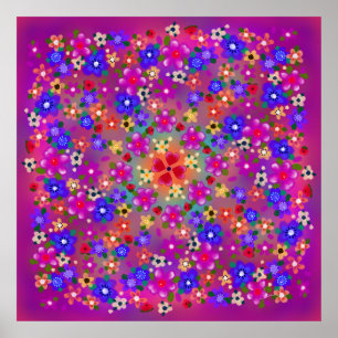 Hübsche Multicolor-Blume Boho Style Poster