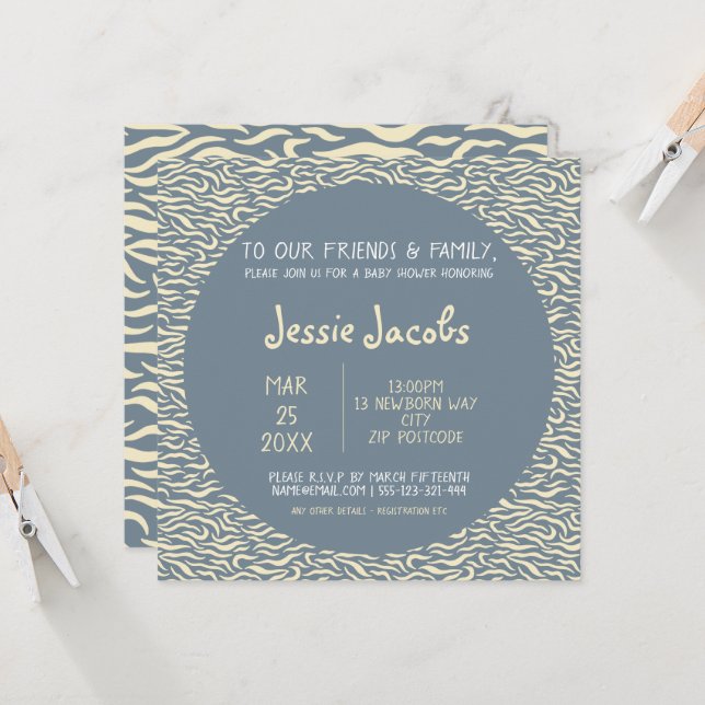 Hübsche Muster Babyduscheinladung Einladung (Vorderseite/Rückseite Beispiel)