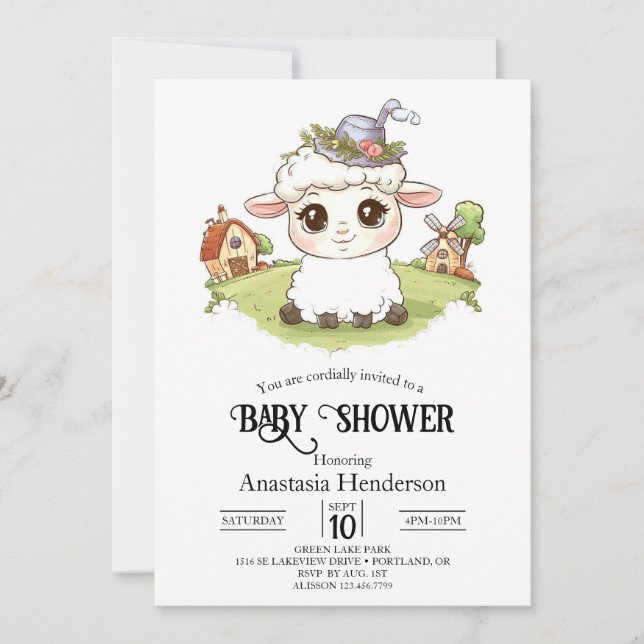 Hübsche Mystical Sheep Baby-Dusche Einladung (Vorderseite)